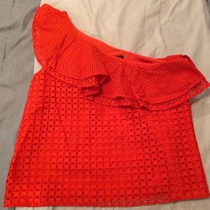 J. crew one shoulder lace top!